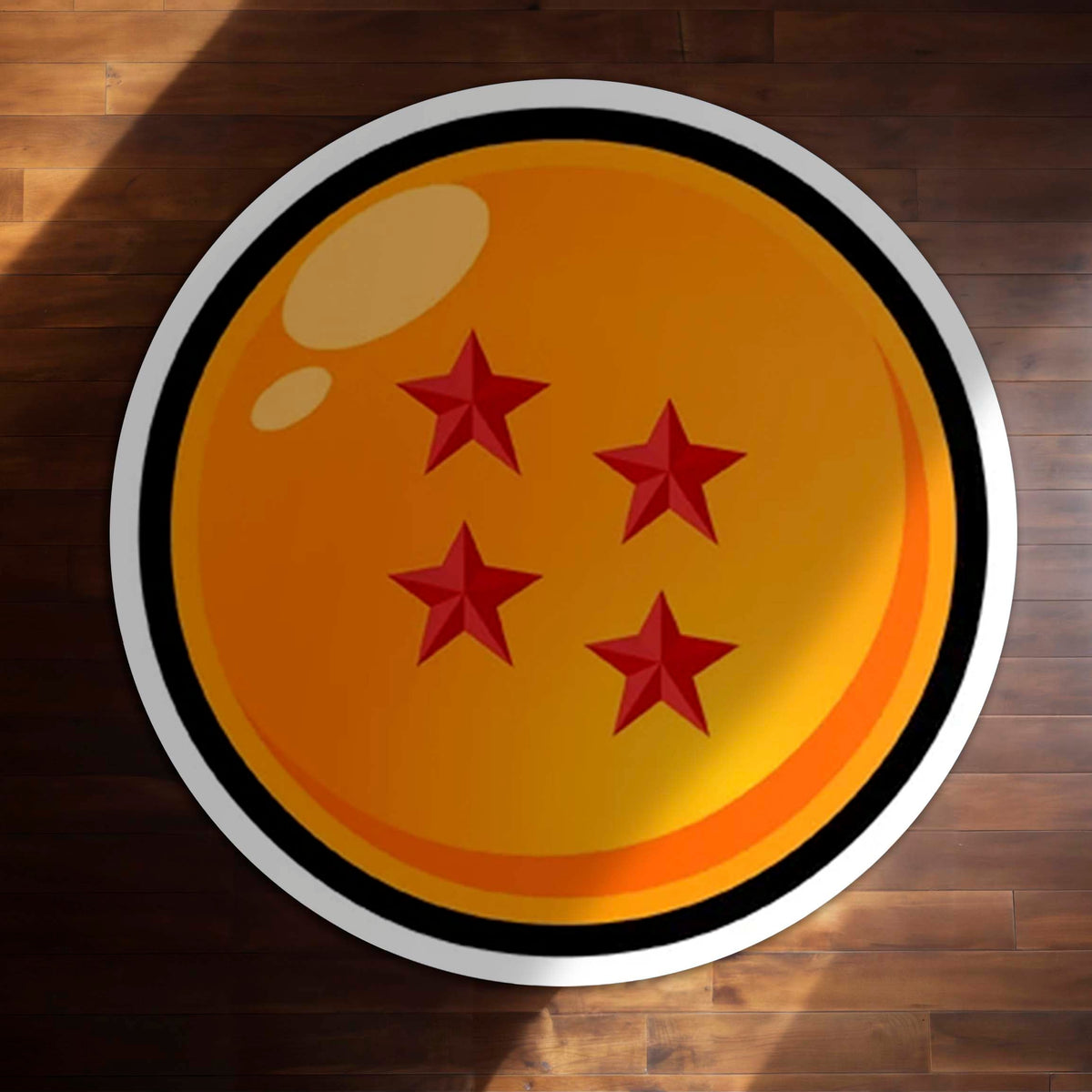 Four Star Dragon Ball Round Flat Rug | Anime Inspired Orange Circle Floor Mat | Anti-Slip 3 mm Absorbent Flat Rug for Bedroom, Gaming Room & Otaku Decor
