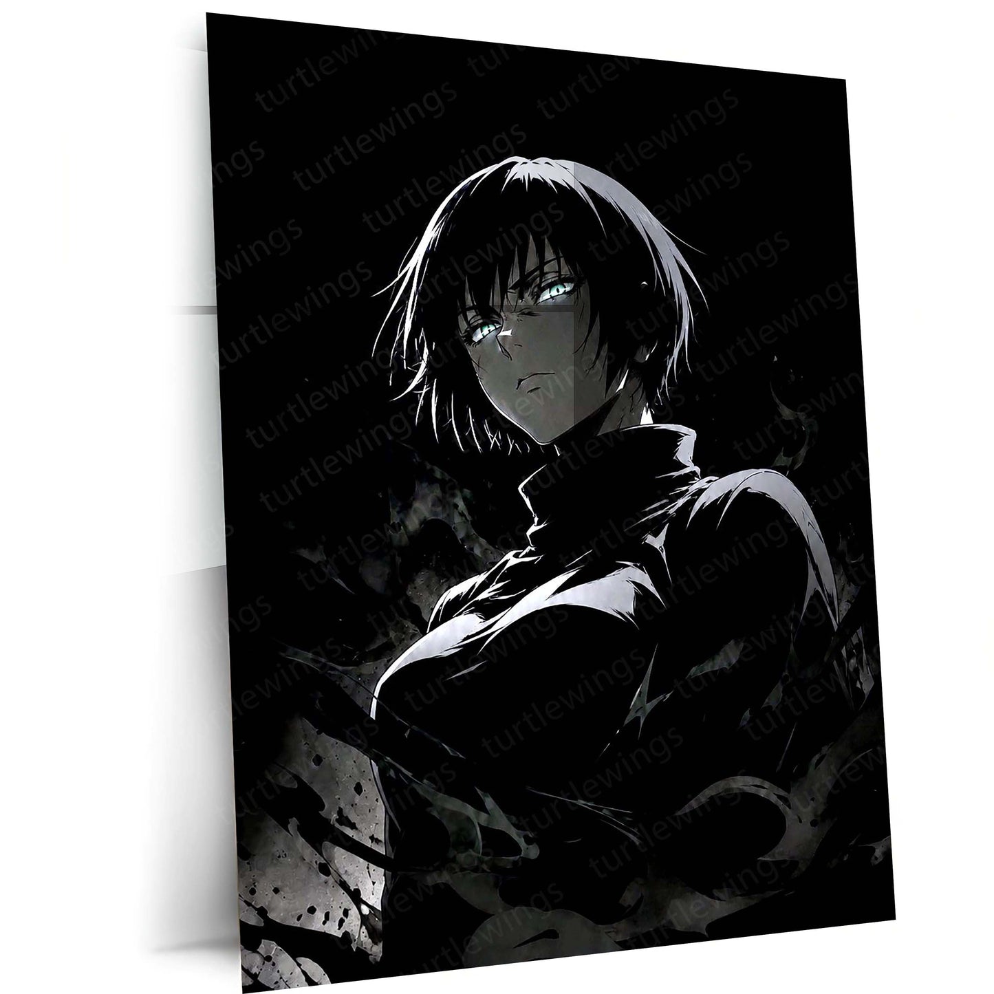 Anime Metal Poster | Fubuki One Punch Man Dark Monochrome Wall Art