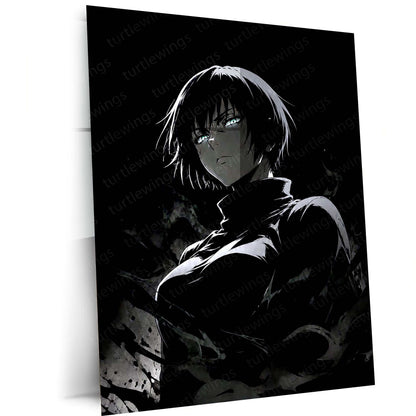 Anime Metal Poster | Fubuki One Punch Man Dark Monochrome Wall Art