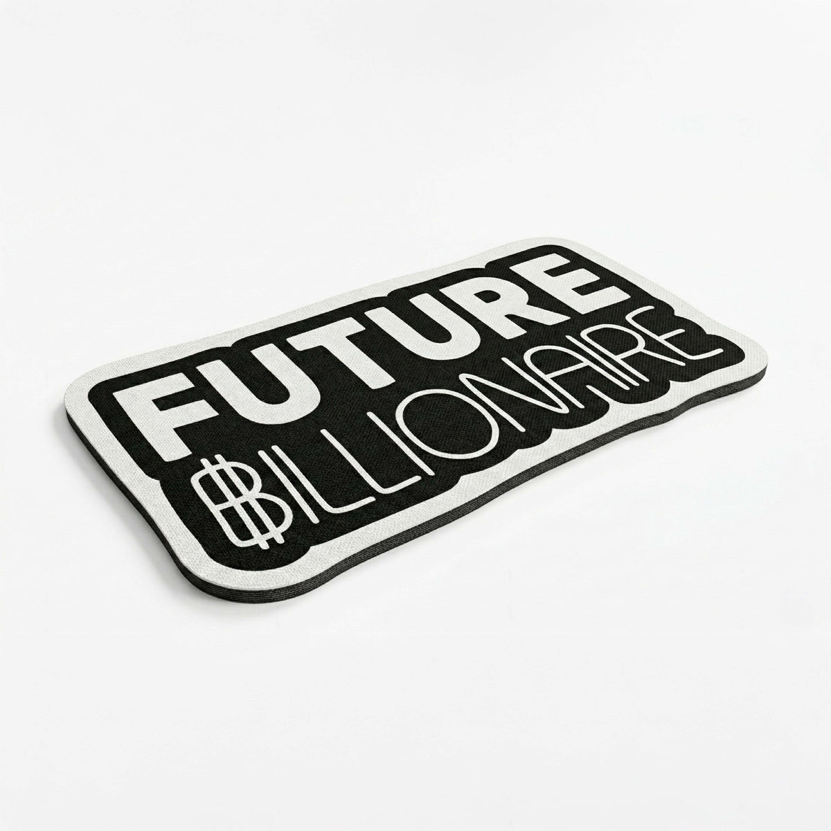 Future Billionaire Statement Floor Mat (3 mm Thick) | Motivational Money Quote Cut-Out Flat Rug for Office, Bedroom & Entrepreneur Room Decor