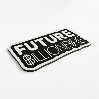 Future Billionaire Statement Floor Mat (3 mm Thick) | Motivational Money Quote Cut-Out Flat Rug for Office, Bedroom & Entrepreneur Room Decor
