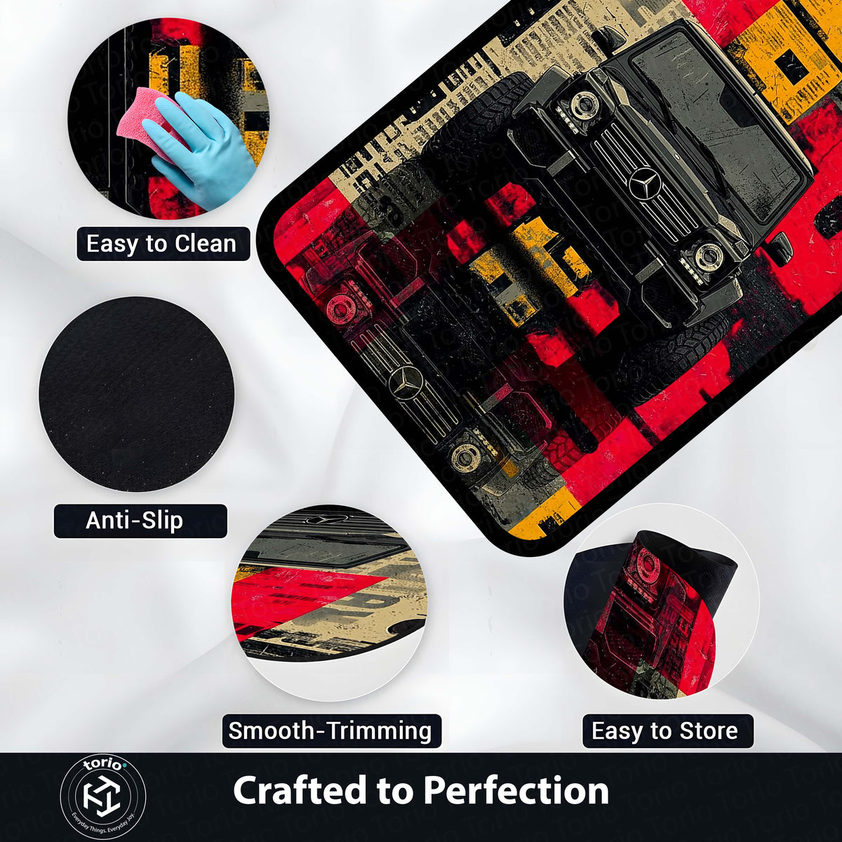Mercedes-Benz G-Class (G-Wagon) Luxury SUV Area Flat Rug | G-Class Off-Road Automotive Artwork Flat Rug | Premium Luxury Car Area Floor Decor