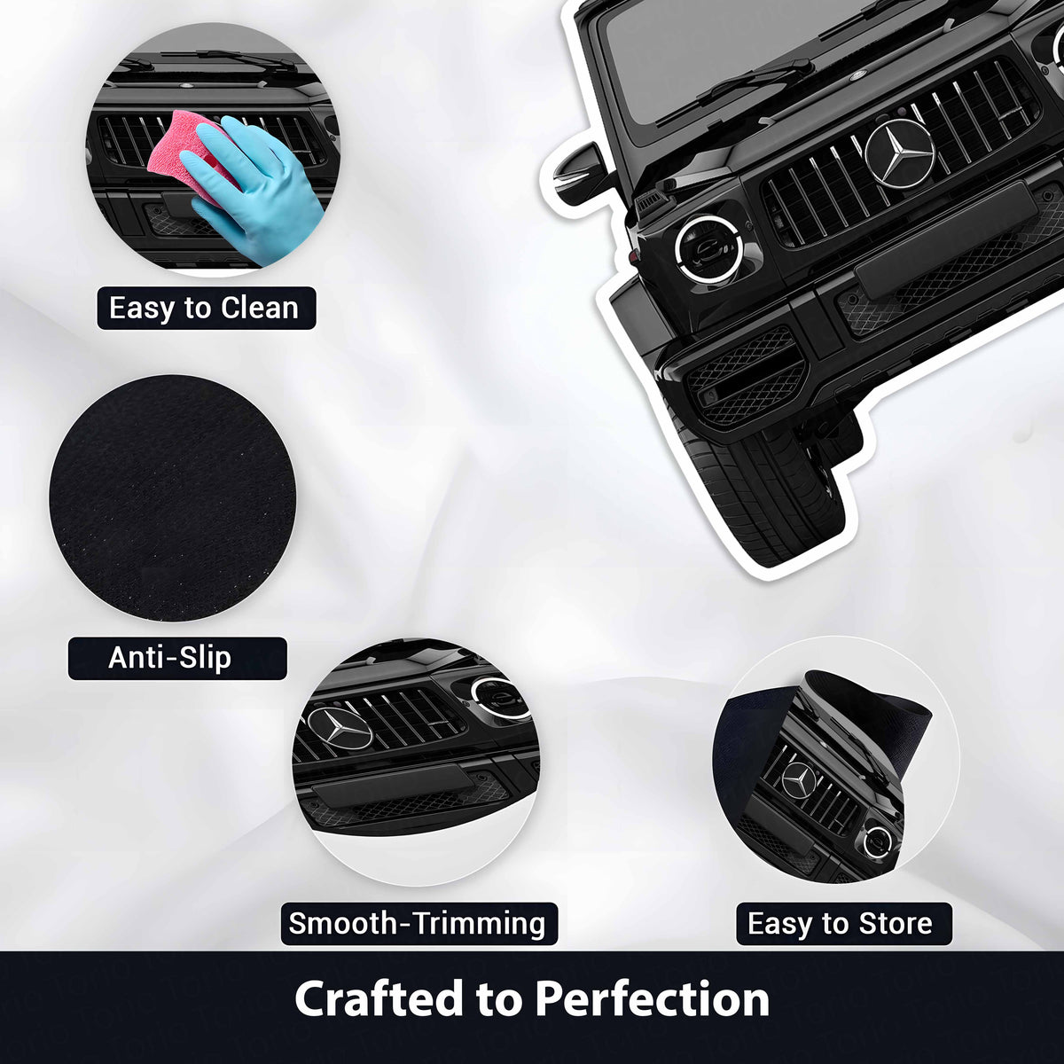 Mercedes G-Wagon Front View Floor Mat | Anti-Slip 3mm Absorbent Luxury SUV Design Flat Rug | Easy Clean Waterproof Floor Mat for Home, Office & Garage