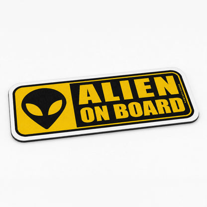 Alien On Board Warning Sign Flat Rug | UFO Alien Head Novelty Flat Rug | Sci-Fi Room & Car Enthusiast Floor Decor