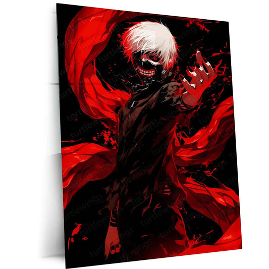 Anime Metal Poster | Tokyo Ghoul – Ken Kaneki Shadow Metal Poster | Dark Anime Wall Frame - TURTLEWINGS
