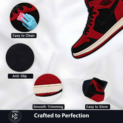 Air Jordan 1 High "Bred" Cut-out Flat Rug | Iconic Red & Black Sneaker Flat Rug | Premium Streetwear Room Decor