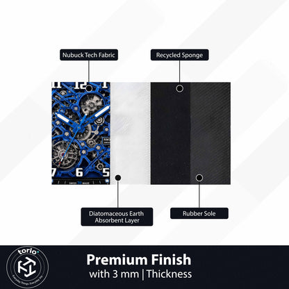 Richard Mille RM 35-02 Blue Sapphire Watch Floor Mat (3 mm Thick) | Luxury Skeleton Dial Cut-Out Flat Rug for Bedroom, Gaming Room & Watch Collector Décor