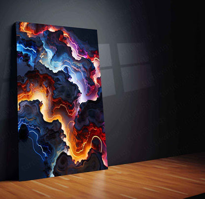 Neon City Aerial View – Futuristic Topography Metal Poster - TURTLEWINGS
