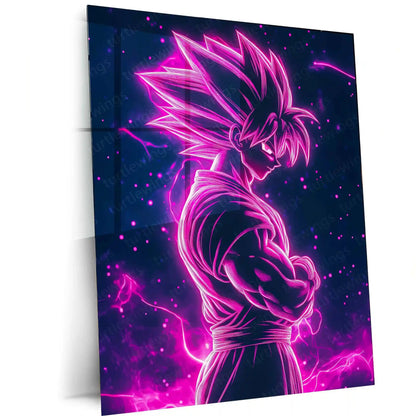 Anime Metal Poster | Goku Neon Metal Poster – Electrifying Saiyan Energy - TURTLEWINGS