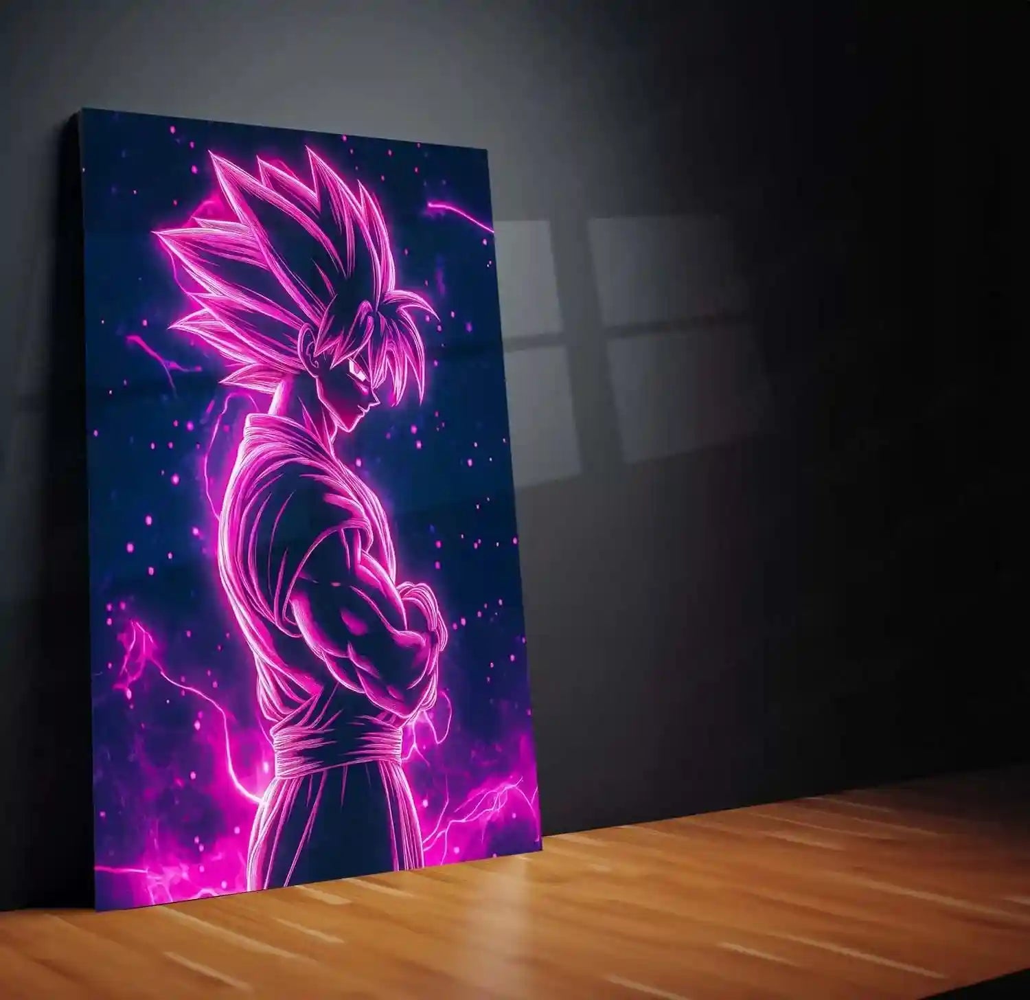Anime Metal Poster | Goku Neon Metal Poster – Electrifying Saiyan Energy - TURTLEWINGS