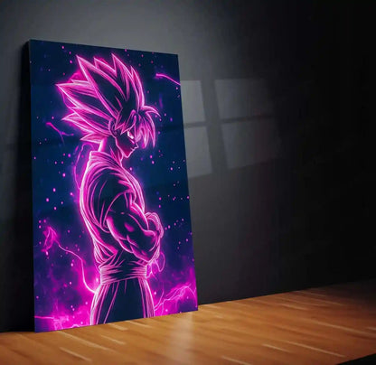 Anime Metal Poster | Goku Neon Metal Poster – Electrifying Saiyan Energy - TURTLEWINGS
