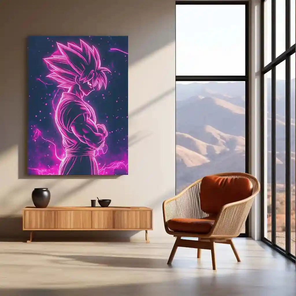 Anime Metal Poster | Goku Neon Metal Poster – Electrifying Saiyan Energy - TURTLEWINGS