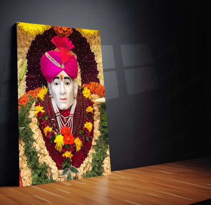 Spiritual Metal Poster | Shree Gajanan Maharaj Metal Poster | Divine Spiritual Wall Art | Premium Devotional Frame - TURTLEWINGS