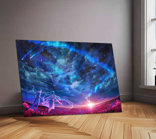 Galaxy Couple Under the Stars – Celestial Romance Metal Poster