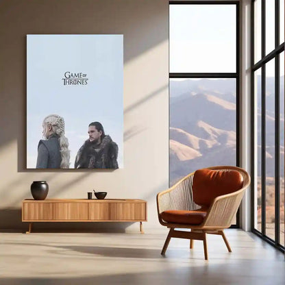 Movies & Series Metal Poster | Game of Thrones Metal Poster | Jon Snow Daenerys Wall Art | GOT Minimal Aesthetic Frame | Epic Fantasy Series Decor - TURTLEWINGS