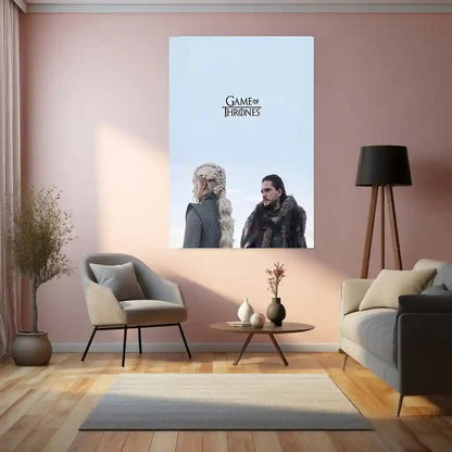 Movies & Series Metal Poster | Game of Thrones Metal Poster | Jon Snow Daenerys Wall Art | GOT Minimal Aesthetic Frame | Epic Fantasy Series Decor - TURTLEWINGS