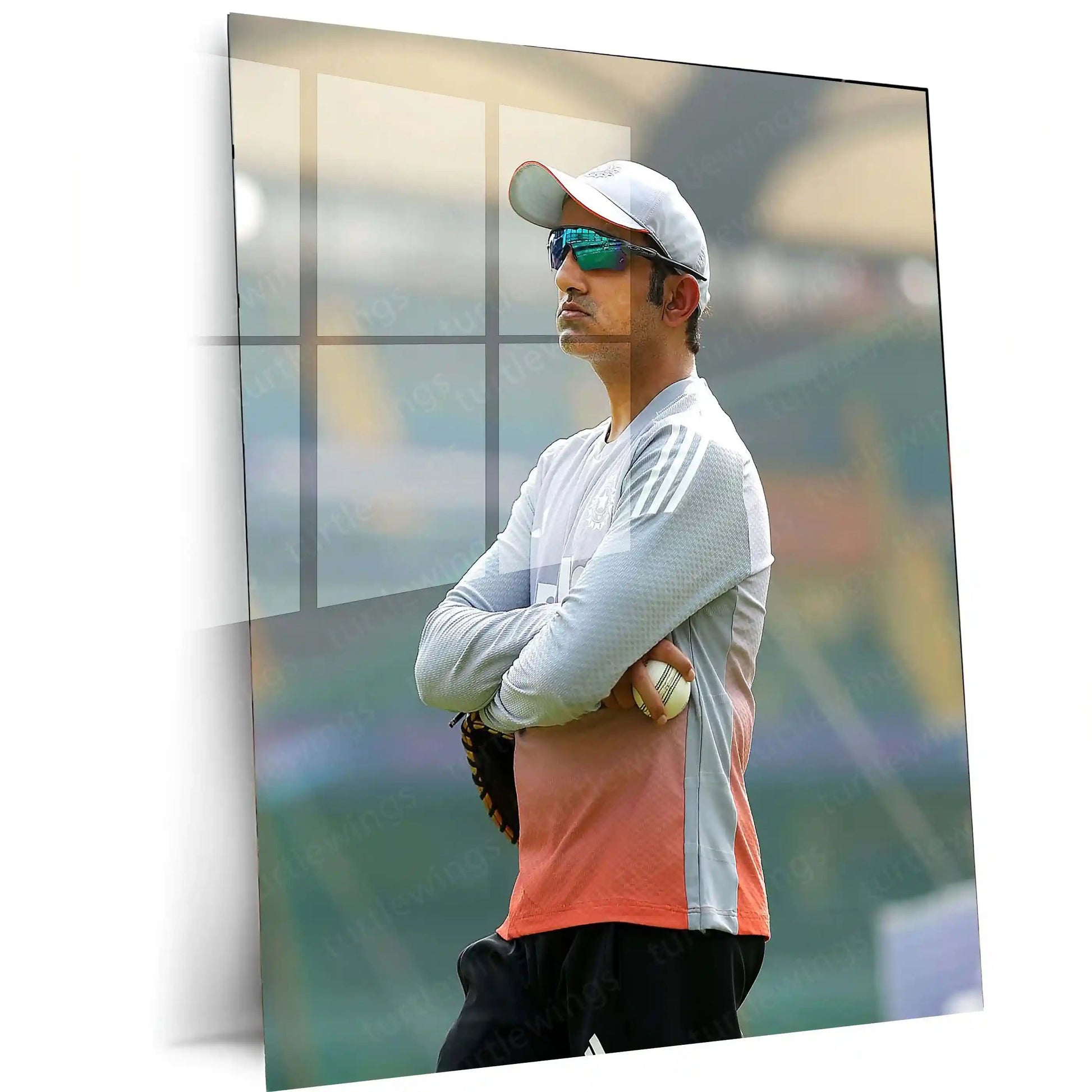 Cricket Metal Poster | Gautam Gambhir Cricket Metal Poster | Indian Cricket Legend Wall Art | Coach & Champion Portrait Frame - TURTLEWINGS