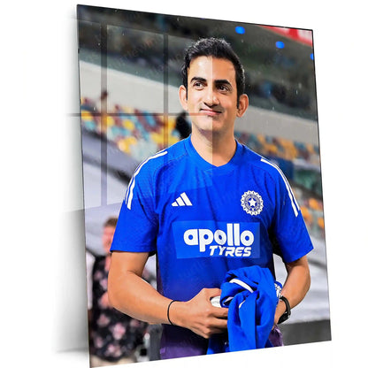 Cricket Metal Poster | Gautam Gambhir Cricket Metal Poster | Indian Cricket Legend Wall Art | Coach & Champion Portrait Frame 01 - TURTLEWINGS