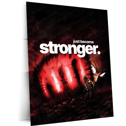 Anime Metal Poster | Genos – Just Become Stronger | One Punch Man Motivational Metal Frame | Anime Power Wall Art by TurtleWings