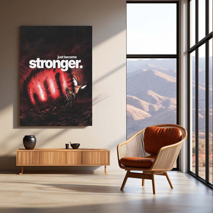 Anime Metal Poster | Genos – Just Become Stronger | One Punch Man Motivational Metal Frame | Anime Power Wall Art by TurtleWings