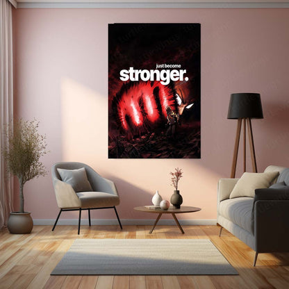 Anime Metal Poster | Genos – Just Become Stronger | One Punch Man Motivational Metal Frame | Anime Power Wall Art by TurtleWings