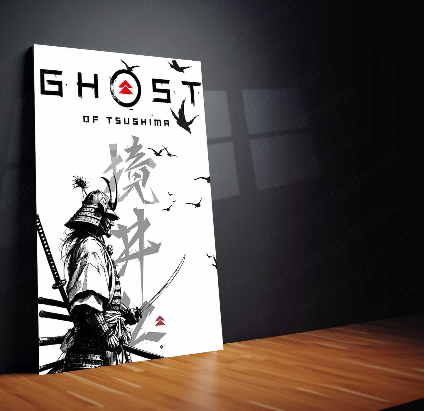 Anime Metal Poster | Ghost of Tsushima Metal Poster | Jin Sakai Samurai Warrior Wall Art | Epic Ghost of Tsushima Metal Frame