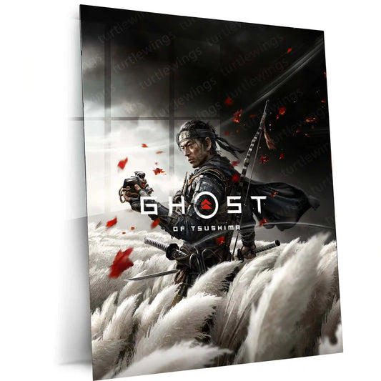 Ghost of Tsushima | Samurai Honor Gaming Metal Frame Warrior Code, Silent Resolve & Cinematic Power Wall Art - TURTLEWINGS 