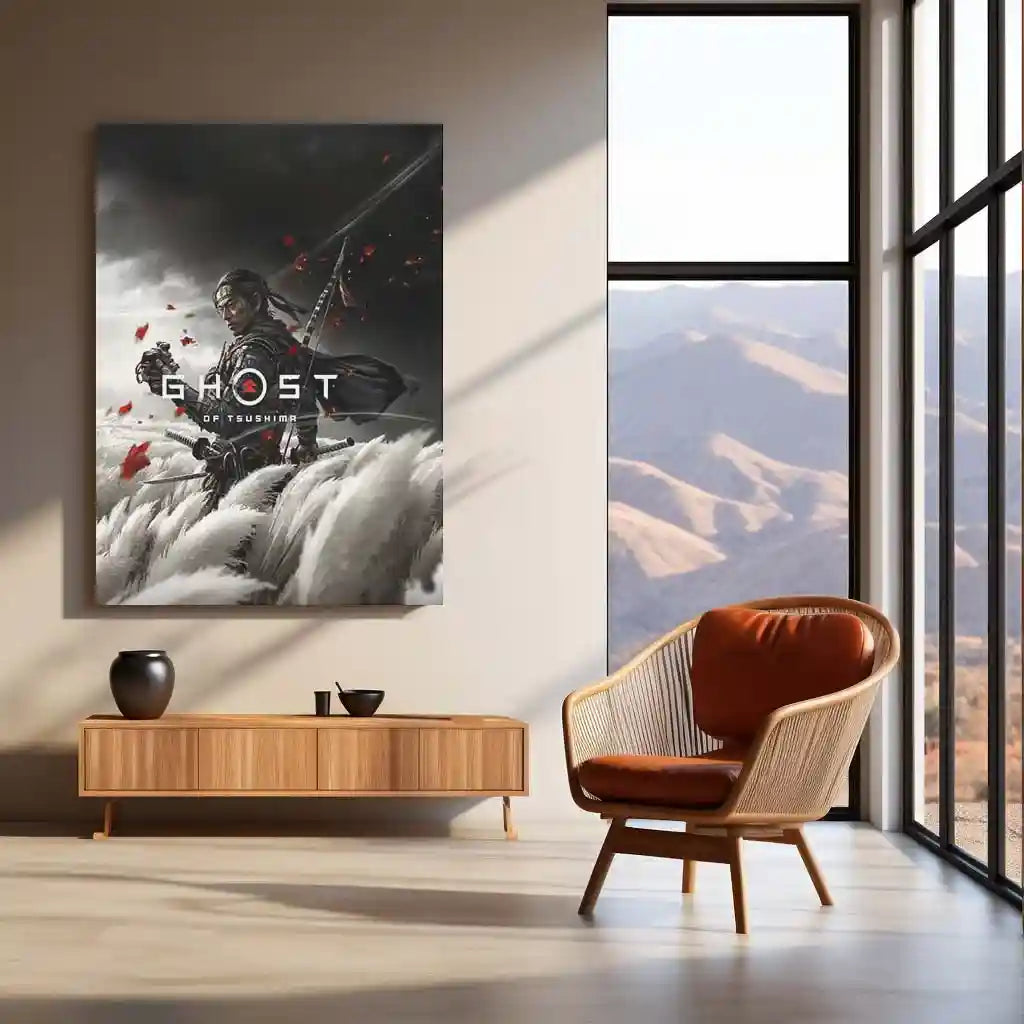 Ghost of Tsushima | Samurai Honor Gaming Metal Frame Warrior Code, Silent Resolve & Cinematic Power Wall Art - TURTLEWINGS 