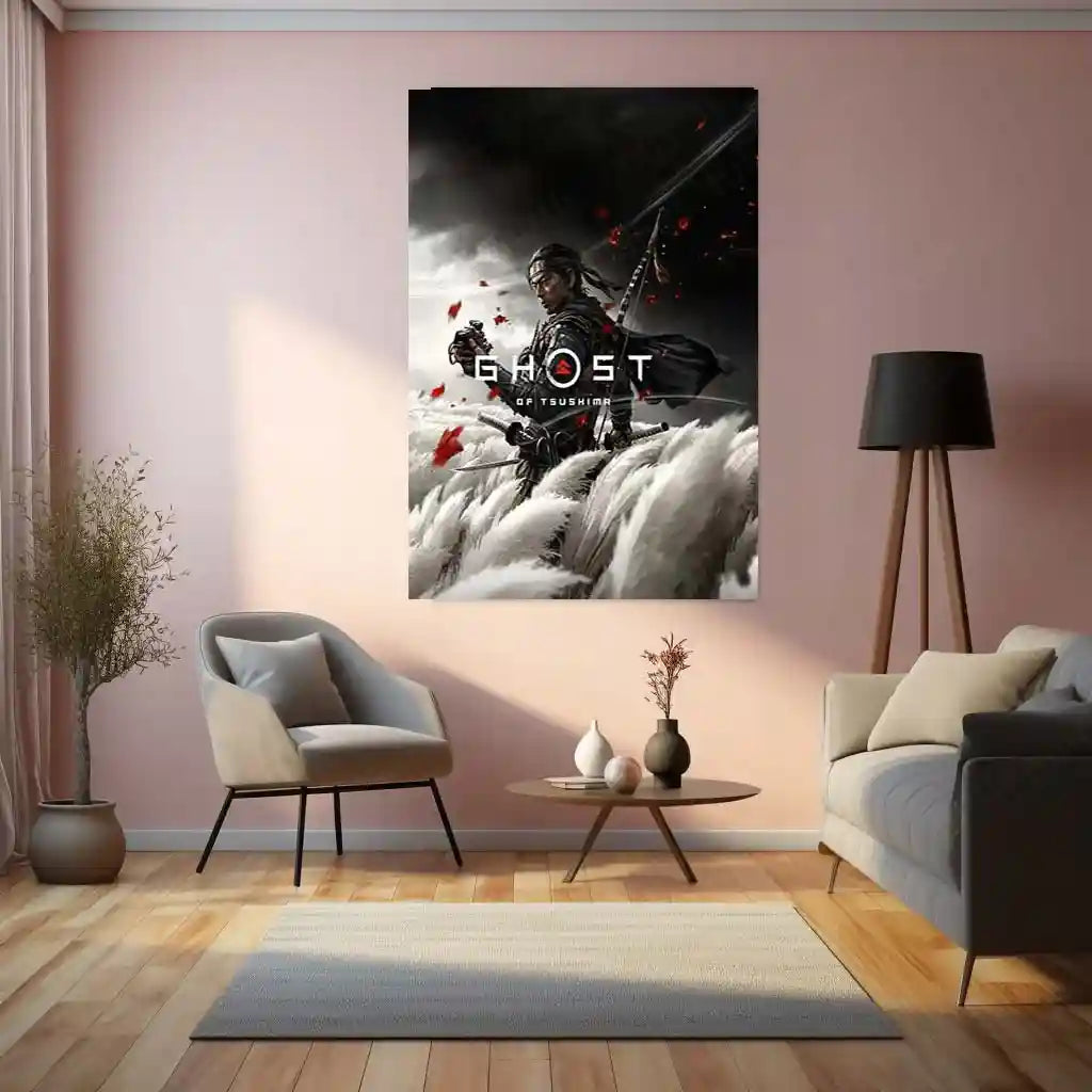 Ghost of Tsushima | Samurai Honor Gaming Metal Frame Warrior Code, Silent Resolve & Cinematic Power Wall Art - TURTLEWINGS 