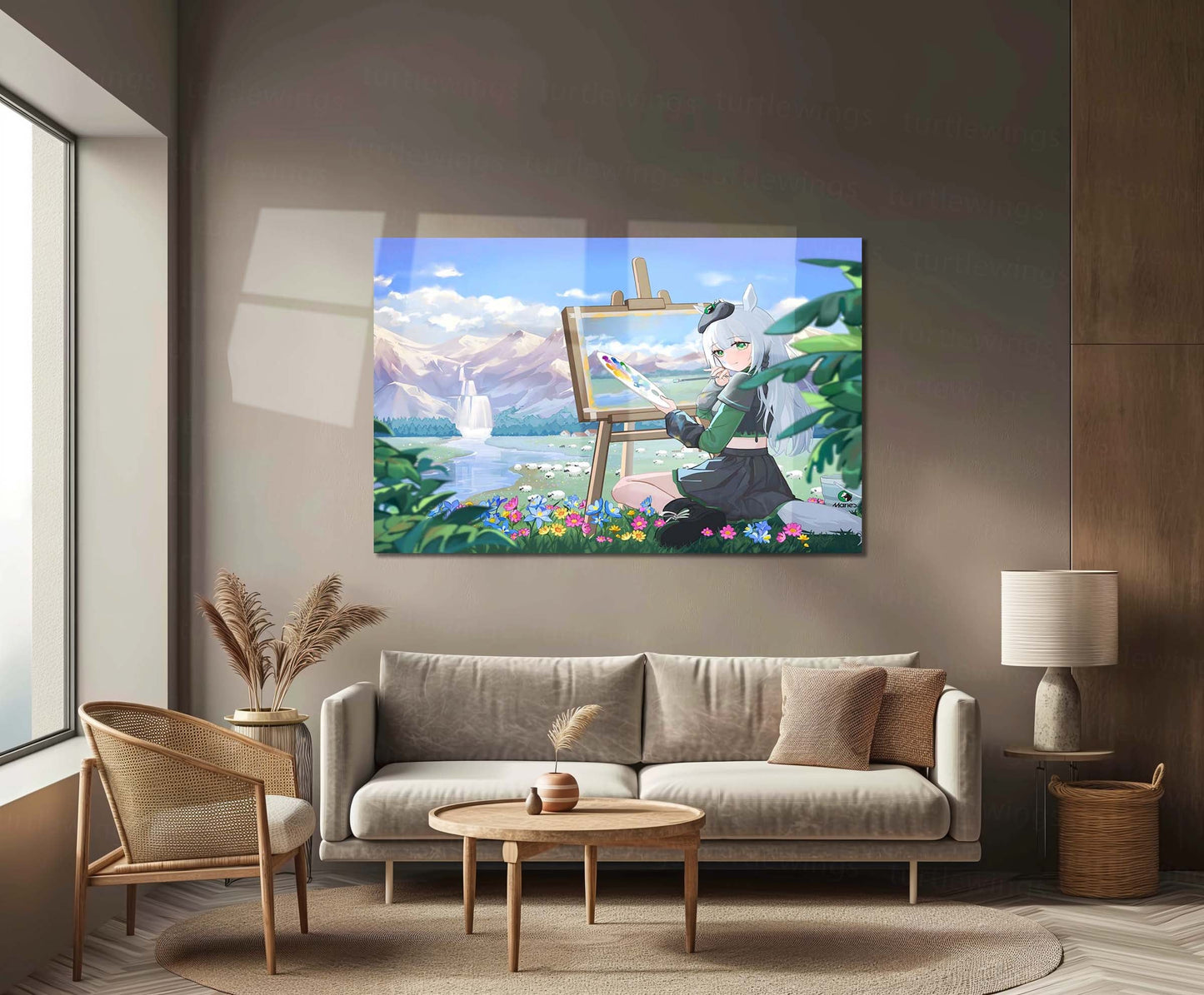 Girl Painting in Nature – Pastel Fantasy Metal Poster