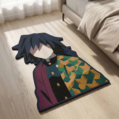 Giyu Tomioka Calm Stance Floor Mat (3 mm Thick) | Demon Slayer Anime Cut-Out Flat Rug for Bedroom, Gaming Room & Otaku Home Decor