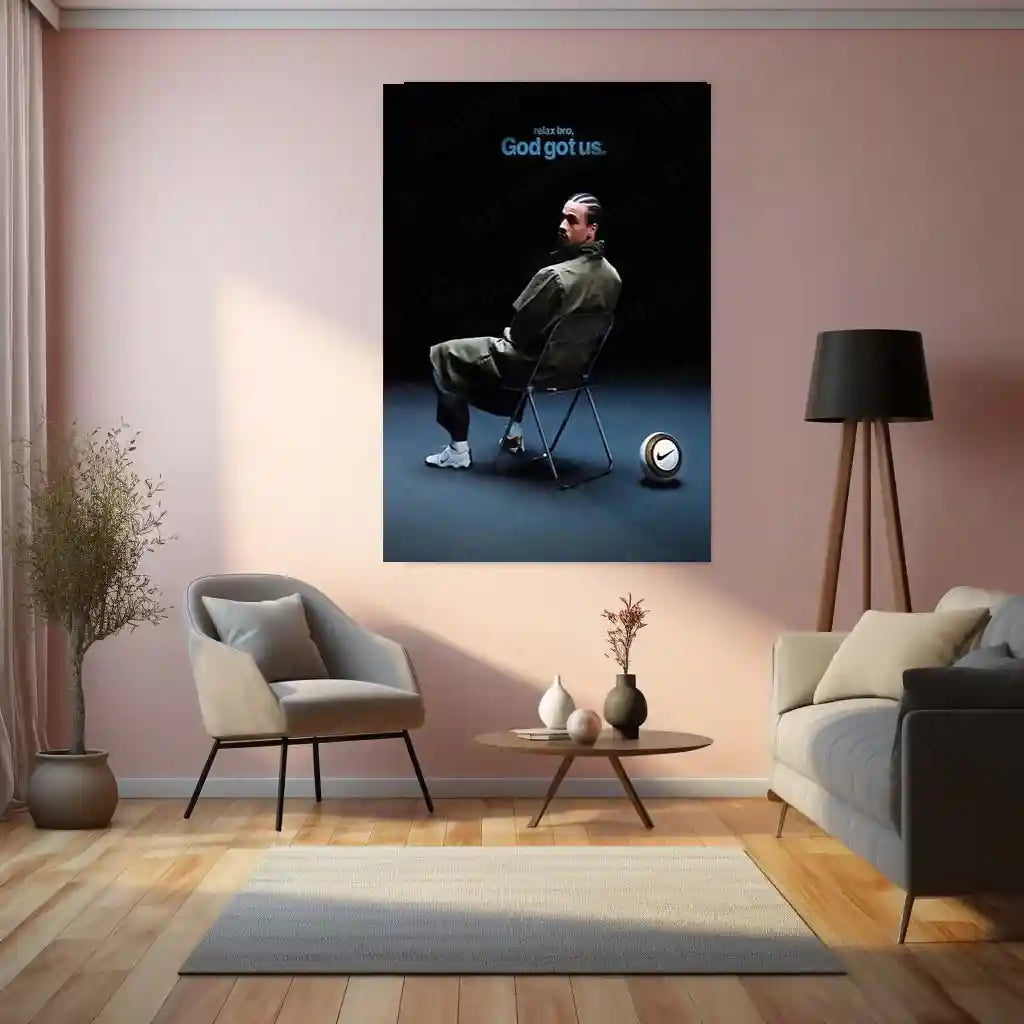 Quote Metal Poster | Leroy Sane – God Got Us Metal Frame Faith, Calm Confidence & Trust the Process Football Wall Art | Modern Belief Quote Metal Poste - TURTLEWINGS 