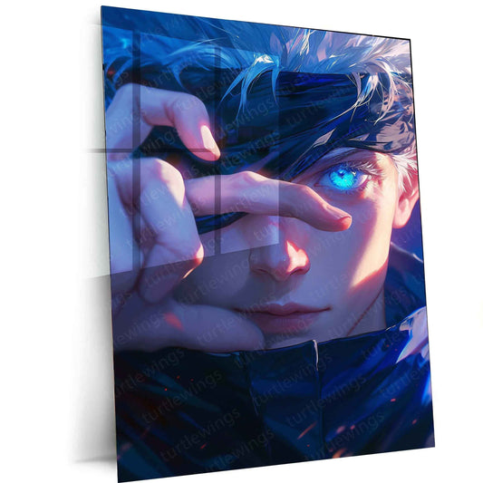 Gojo Satoru - Jujutsu Kaisen Hyper-Realistic Metal Poster | Main Portrait & Landscape | Iconic Anime Art - TURTLEWINGS