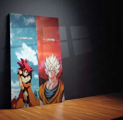 Quote Metal Poster | Goku – They Complain. We Locked. | Warrior Discipline Anime Metal Frame - TURTLEWINGS