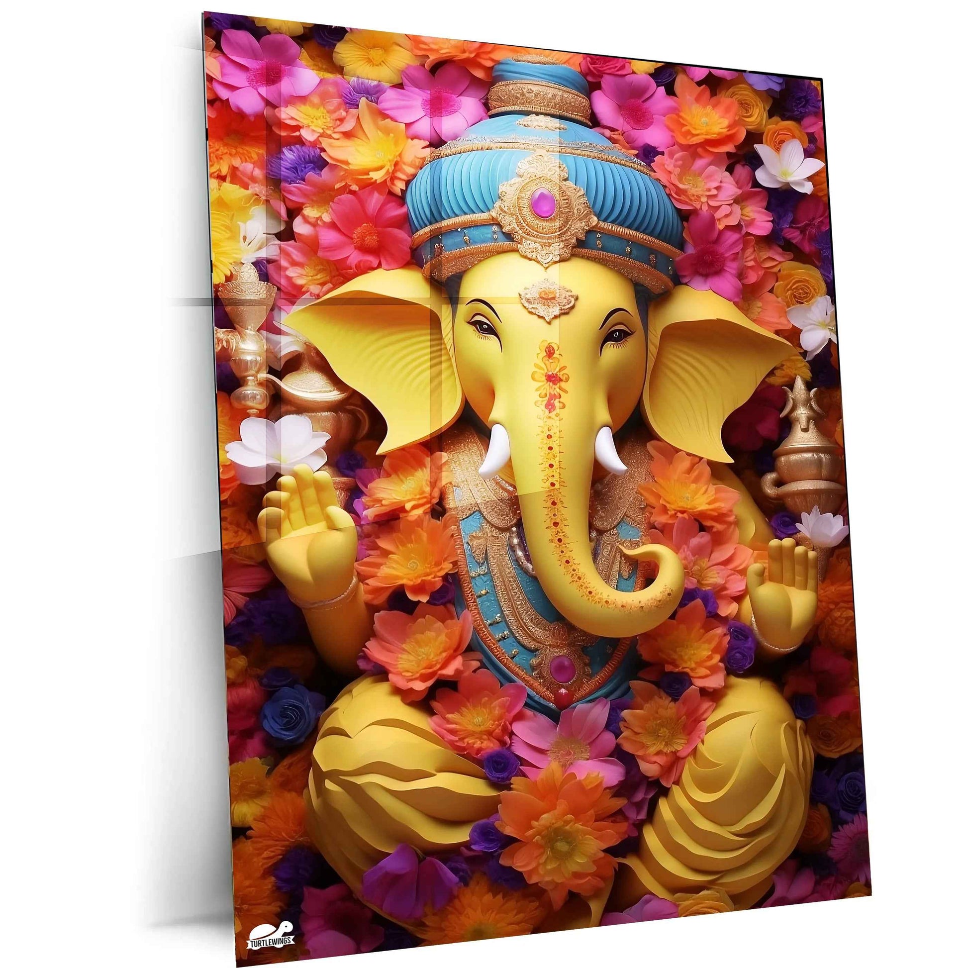 Ganpati Metal Poster | Lord Ganesha Spiritual Wall Art - TURTLEWINGS