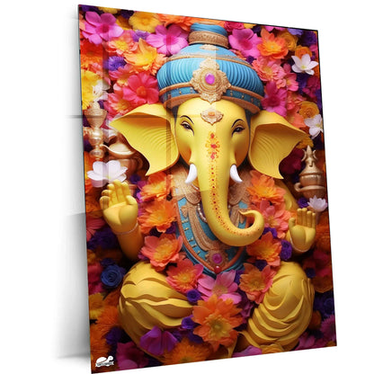 Ganpati Metal Poster | Lord Ganesha Spiritual Wall Art - TURTLEWINGS