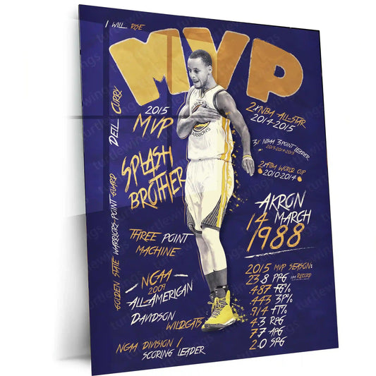 Golden State Greatness – Stephen Curry MVP Poster | Basketball Legend Metal Frame Wall Art - TURTLEWINGS