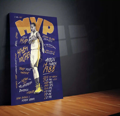 Golden State Greatness – Stephen Curry MVP Poster | Basketball Legend Metal Frame Wall Art - TURTLEWINGS
