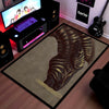 Golden Zebra Art Area Flat Rug | Abstract Animal Design Floor Mat | Luxury Aesthetic Flat Rug for Bedroom, Living Room & Gaming Room Decor | Anti Slip Washable 3 mm Carpet