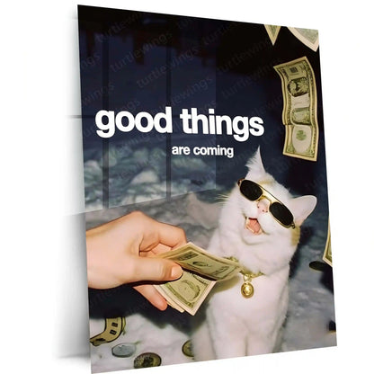 Quote Metal Poster | Good Things Are Coming Metal Poster | Positive Motivation Wall Art | Premium Metal Frame - TURTLEWINGS