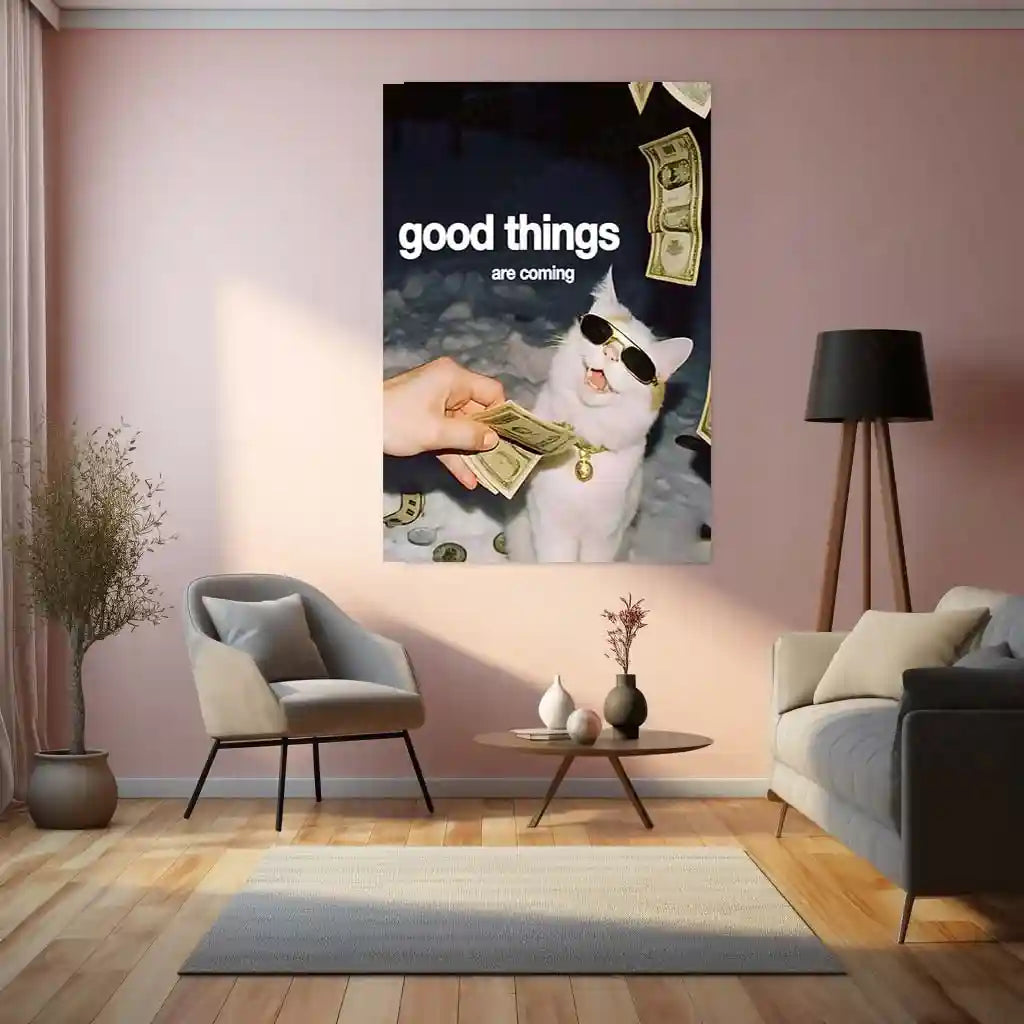 Quote Metal Poster | Good Things Are Coming Metal Poster | Positive Motivation Wall Art | Premium Metal Frame - TURTLEWINGS