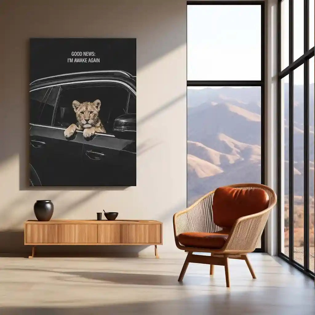 Quote Metal Poster | Good News – I’m Awake Again | Bold Motivation Wall Art | Fearless Mindset Inspirational Metal Frame - TURTLEWINGS