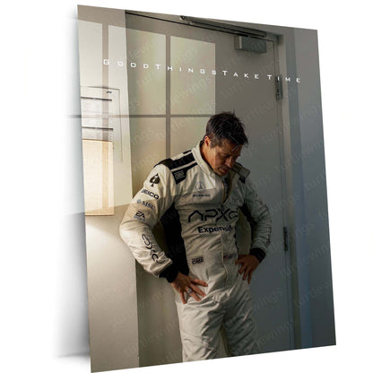 Quote Metal Poster | Brad Pitt – Good Things Take Time | F1 Racing Motivational Metal Frame | Patience & Success Wall Art by TurtleWings