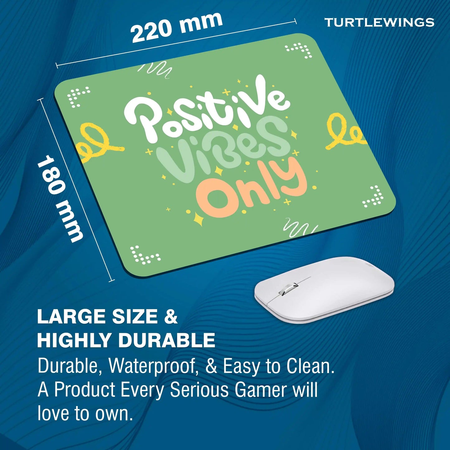 Green Illustrated Positive Vibes Only Small Mousepad - TURTLEWINGS