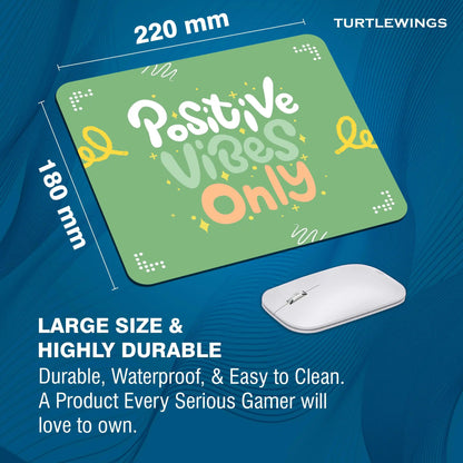 Green Illustrated Positive Vibes Only Small Mousepad - TURTLEWINGS