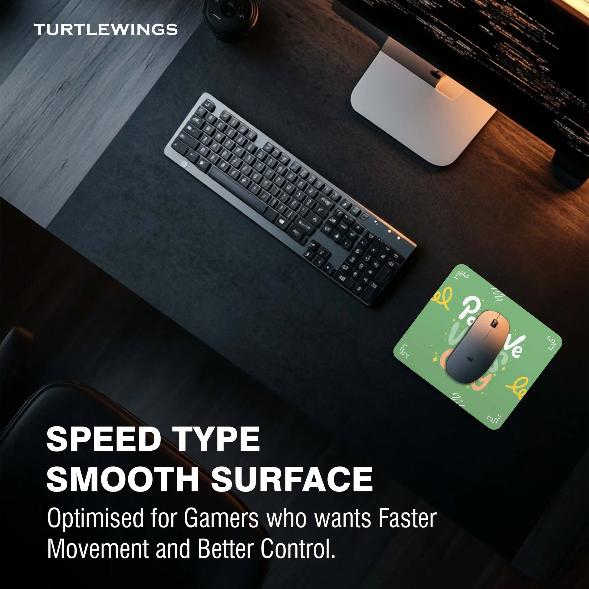 Green Illustrated Positive Vibes Only Small Mousepad - TURTLEWINGS