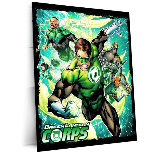 Green Lantern – Emerald Warrior Metal Poster | DC Comics Justice League Wall Frame 02 - TURTLEWINGS