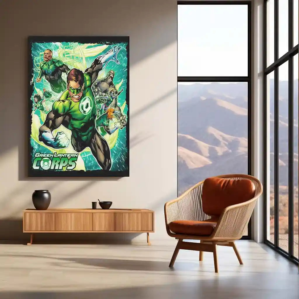 Green Lantern – Emerald Warrior Metal Poster | DC Comics Justice League Wall Frame 02 - TURTLEWINGS