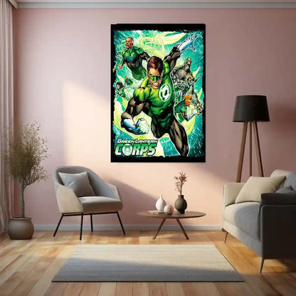 Green Lantern – Emerald Warrior Metal Poster | DC Comics Justice League Wall Frame 02 - TURTLEWINGS