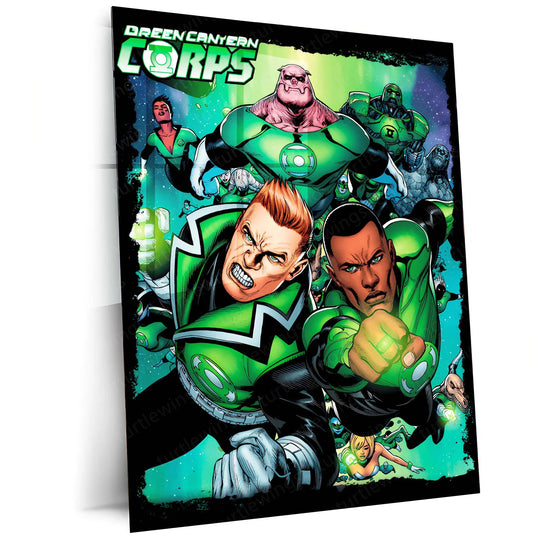 Green Lantern – Emerald Warrior Metal Poster | DC Comics Justice League Wall Frame 03 - TURTLEWINGS
